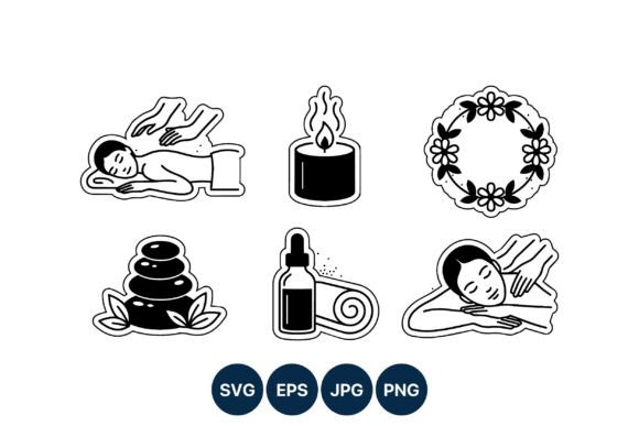 Download Spa Massage Therapy Black White Icons - Black Collection