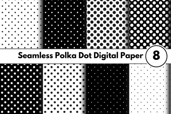 Download Black and White Polka Dot Digital Paper - Black Collection