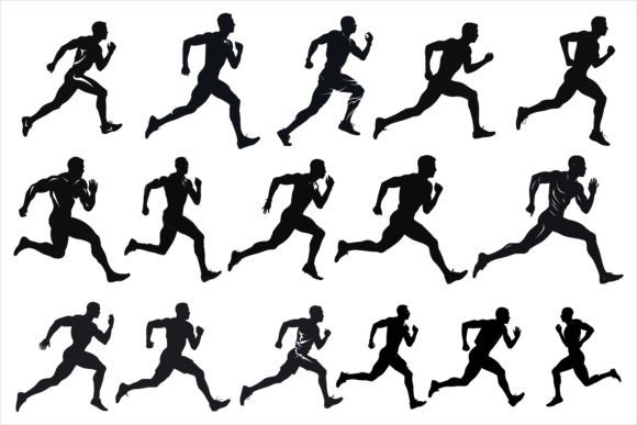 Download Running Sprint Man Black Silhouette Set - Black Collection