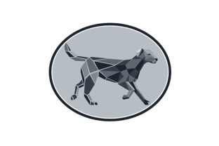 Download Black Labrador Standing Low Polygon Oval - Black Collection