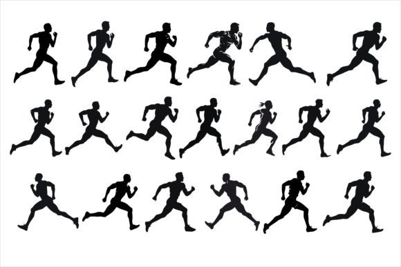 Download Running Sprint Man Black Silhouette Set - Black Collection