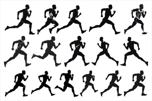 Download Running Sprint Man Black Silhouette Set - Black Collection