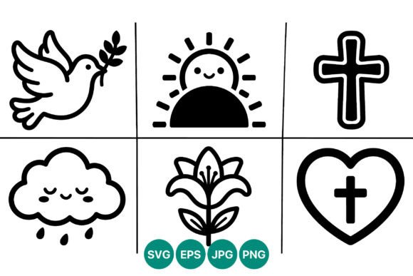 Download Christian Symbols Black and White Vector - Black Collection